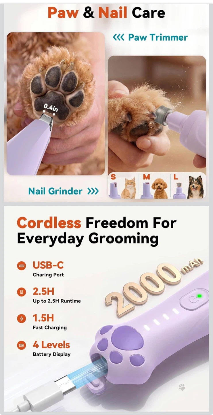 Pet Grooming Kit - Dog Clippers & Nail Grinder - photo 3
