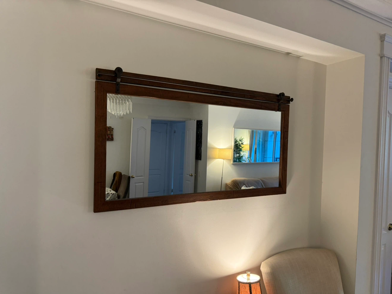 Large rustic wooden frame - large mirror 49” x 26”