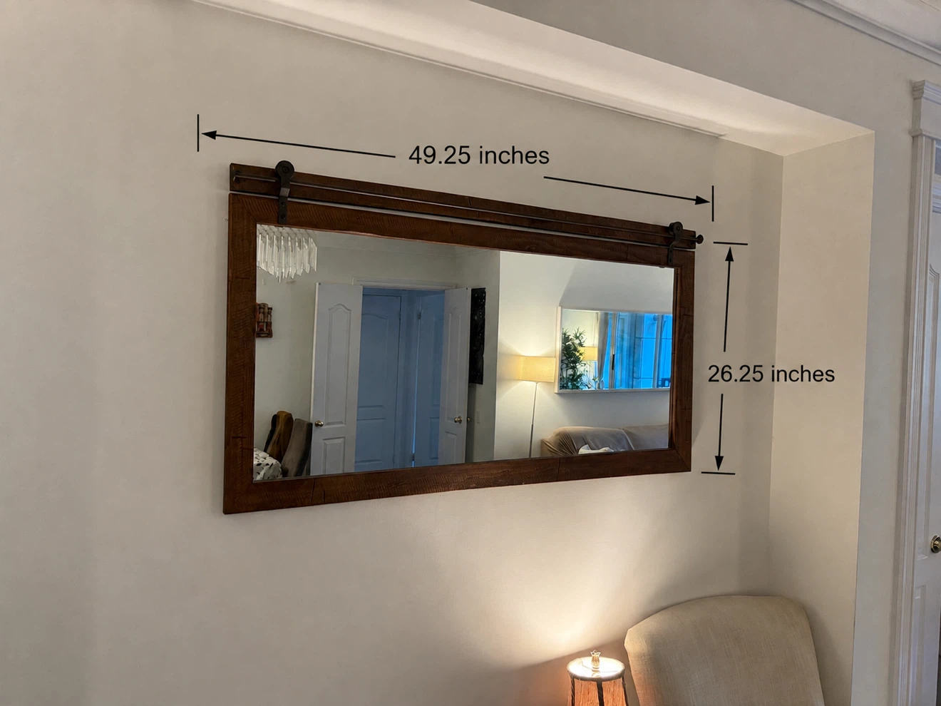 Large rustic wooden frame - large mirror 49” x 26” - photo 2