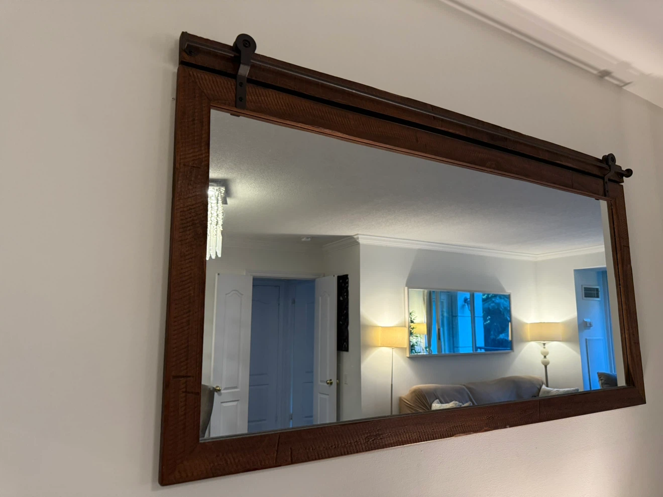 Large rustic wooden frame - large mirror 49” x 26” - photo 3
