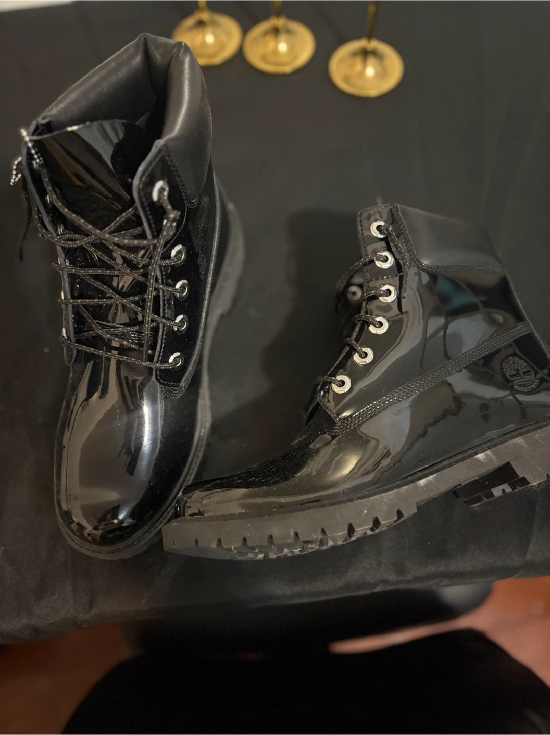 Women’s Timberland Black Patent Lace-Up Boots