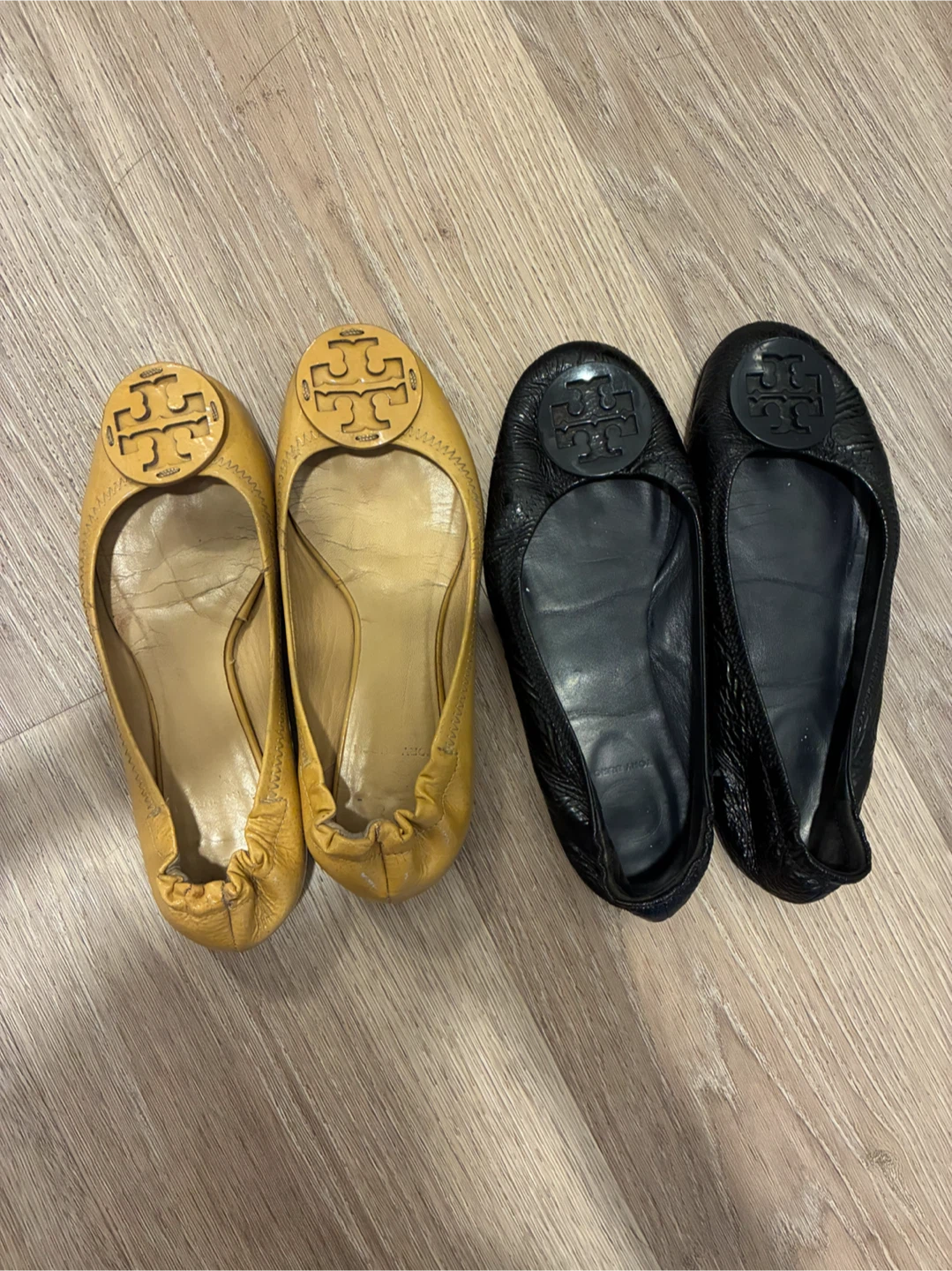 All together (Tory Burch Flats, boots, and Guess sandals)