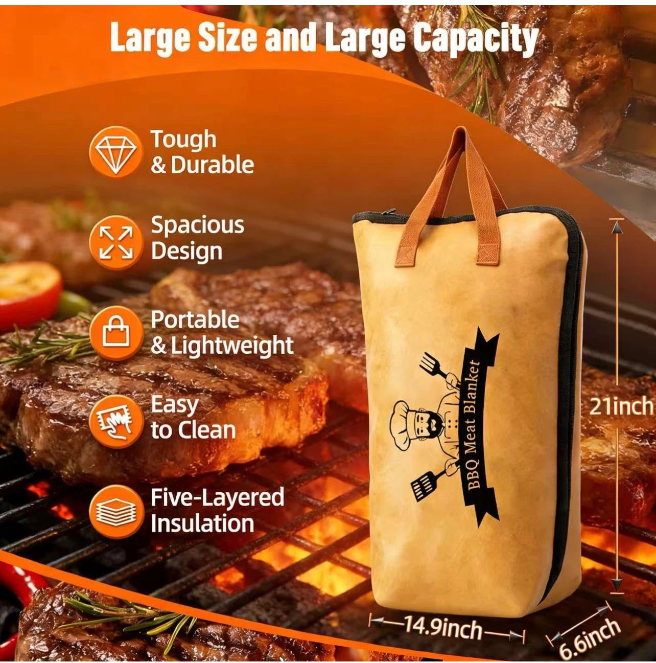 BBQ Meat Blanket Insulated Bag - Keep Food Warm or Cold - photo 2