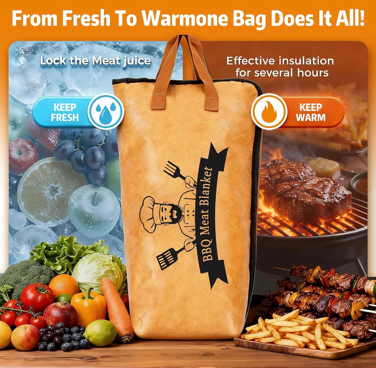 BBQ Meat Blanket Insulated Bag - Keep Food Warm or Cold - photo 3