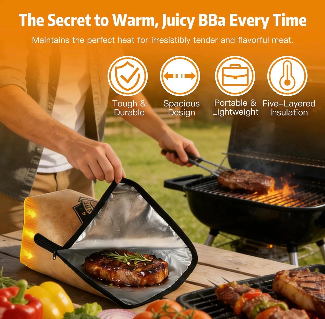 BBQ Meat Blanket Insulated Bag - Keep Food Warm or Cold - photo 4