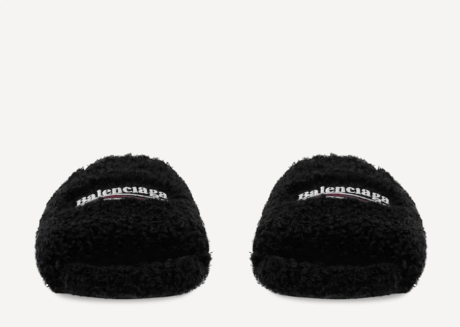 Balenciaga Black Furry Slides