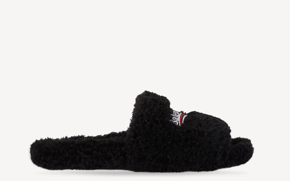Balenciaga Black Furry Slides - photo 2