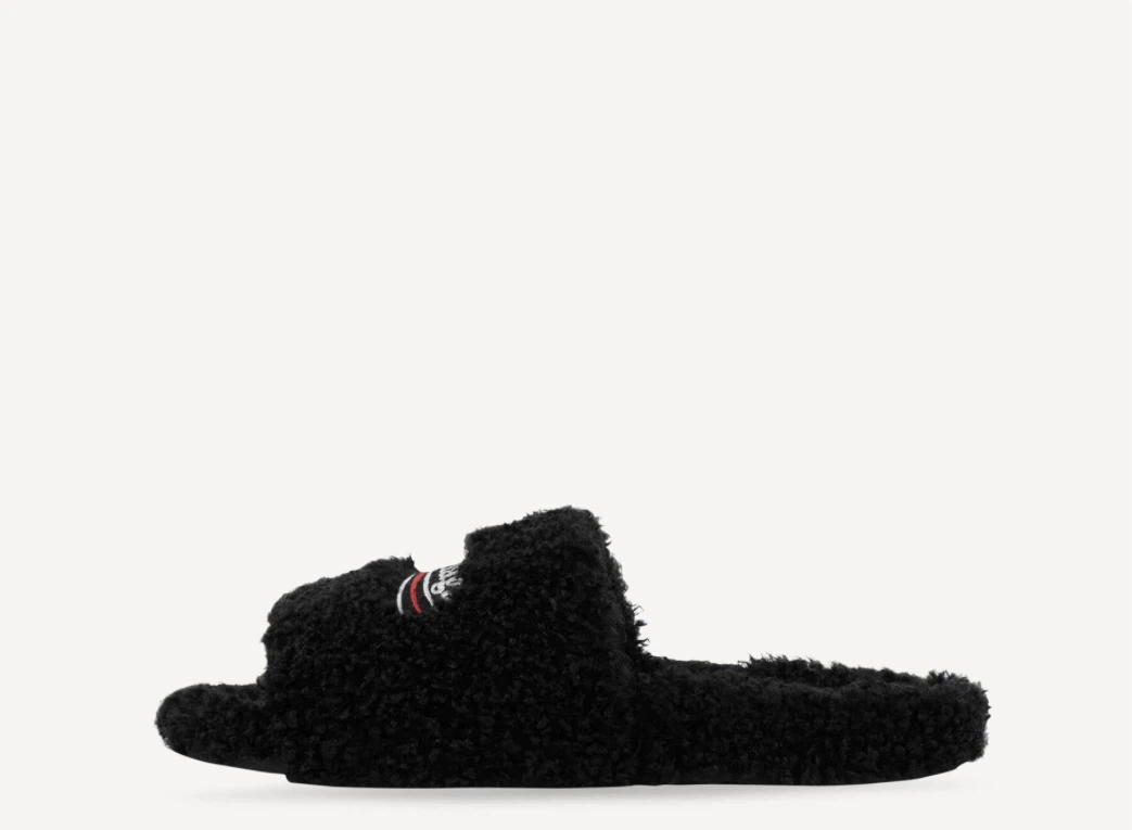 Balenciaga Black Furry Slides - photo 3