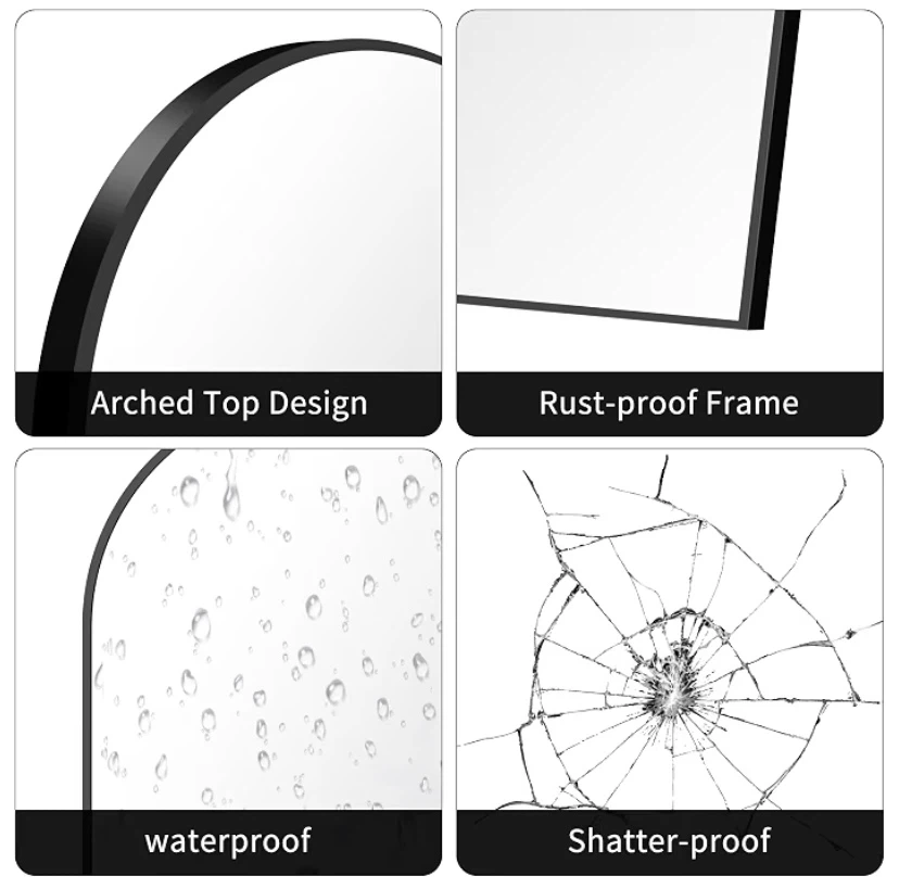 New 20x28” Arched Mirror Black - photo 3