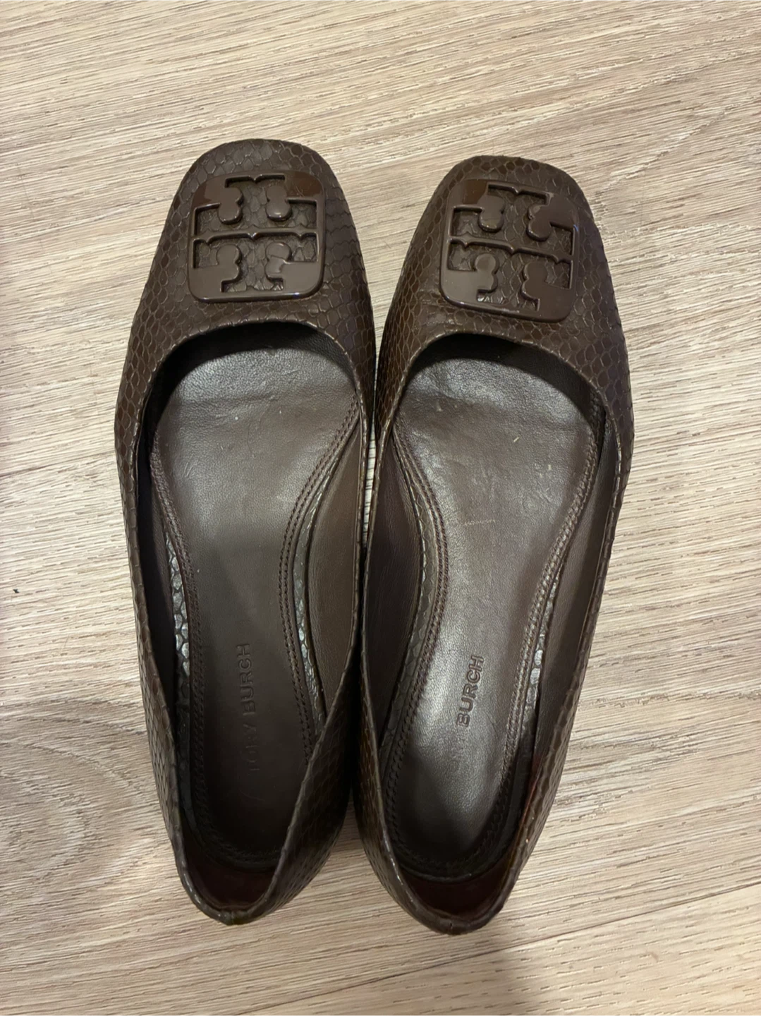 Tory Burch Brown Embossed Ballet Flats Size 7