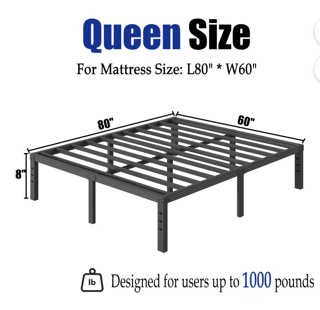 Queen Size Metal Bed Frame Platform - photo 2