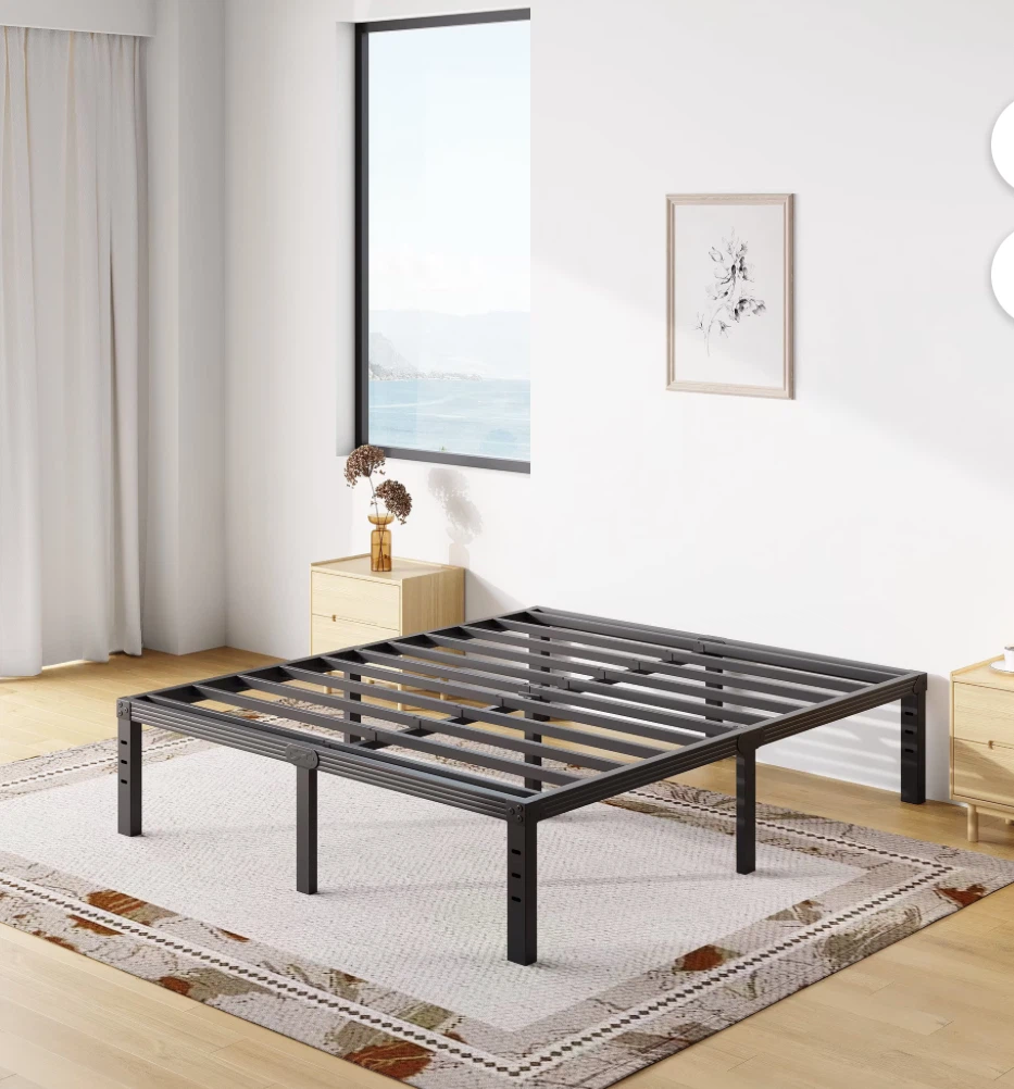 Queen Size Metal Bed Frame with 16" Underbed Storage