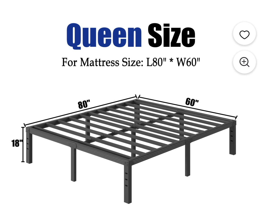 Queen Size Metal Bed Frame with 16" Underbed Storage - photo 2