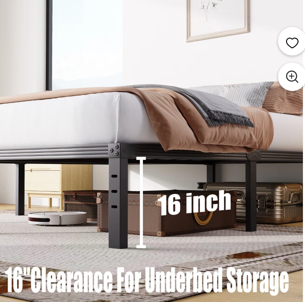 Queen Size Metal Bed Frame with 16" Underbed Storage - photo 3