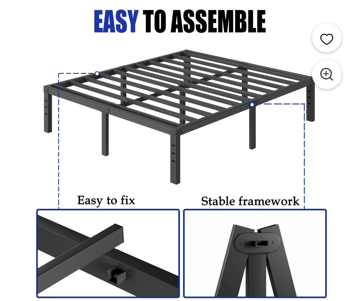 Queen Size Metal Bed Frame with 16" Underbed Storage - photo 4