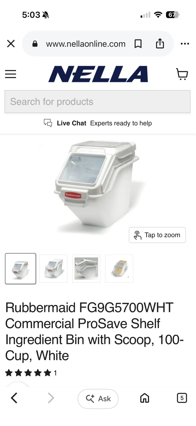 Rubbermaid Commercial ProSave Ingredient Bin 100-Cup White - photo 2