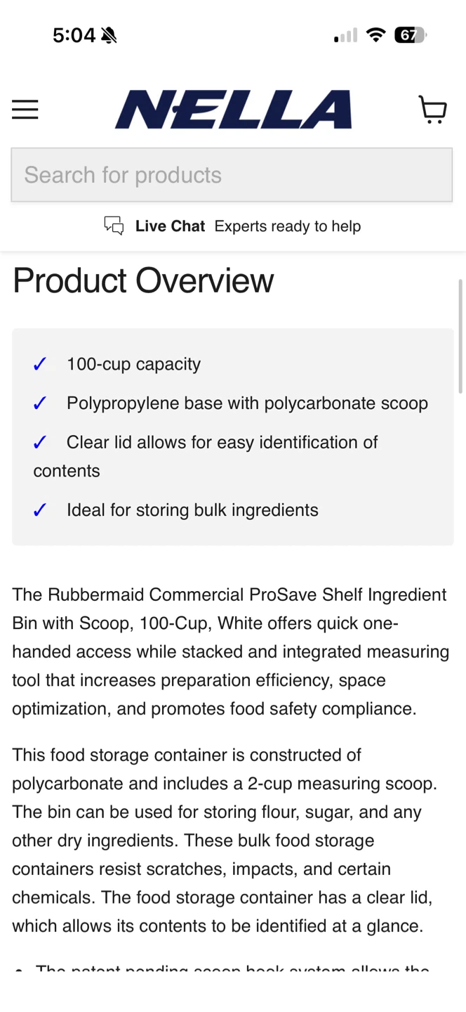 Rubbermaid Commercial ProSave Ingredient Bin 100-Cup White - photo 4
