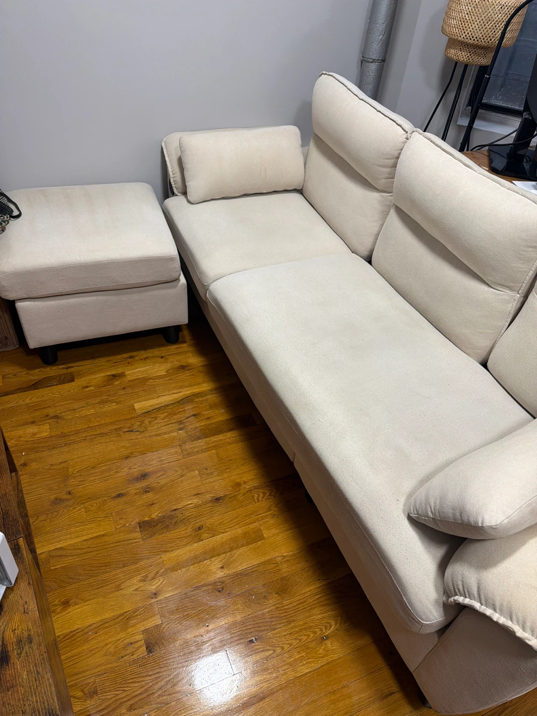Cream Sectional Sofa with Ottoman - photo 2