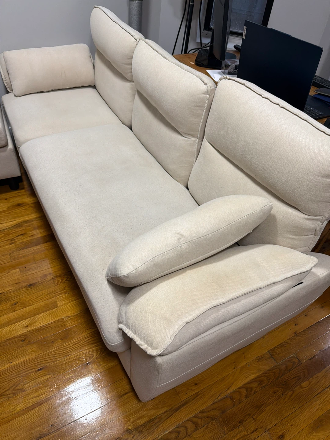 Cream Sectional Sofa with Ottoman - photo 3