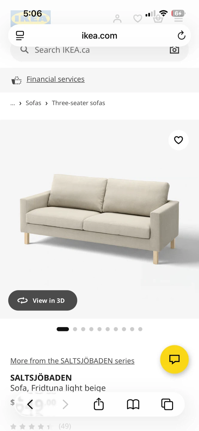 IKEA SALTSJÖBADEN loveseat and ottoman