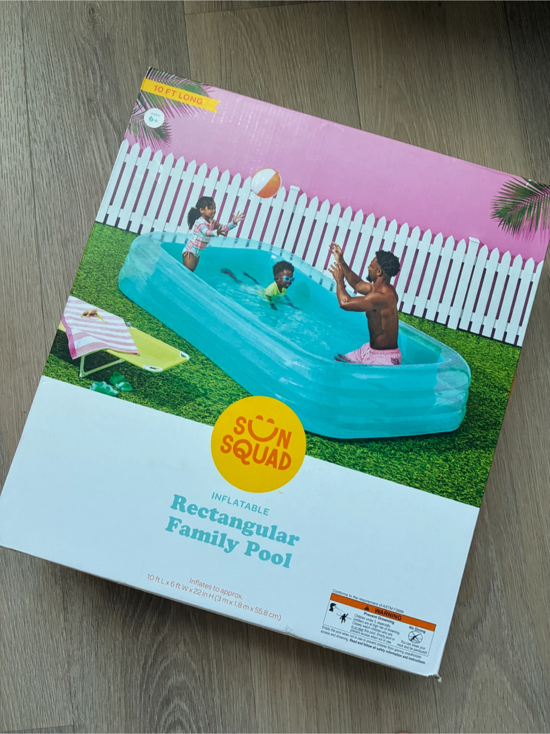 Sun Squad Inflatable Rectangular Family Pool - 10 ft Long
