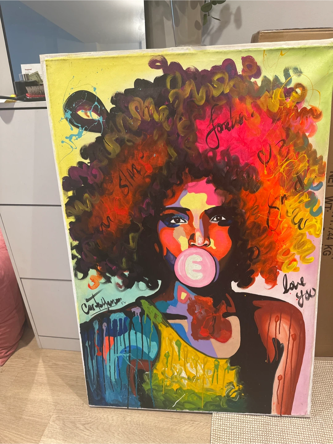 Vibrant Afro Woman Portrait Painting