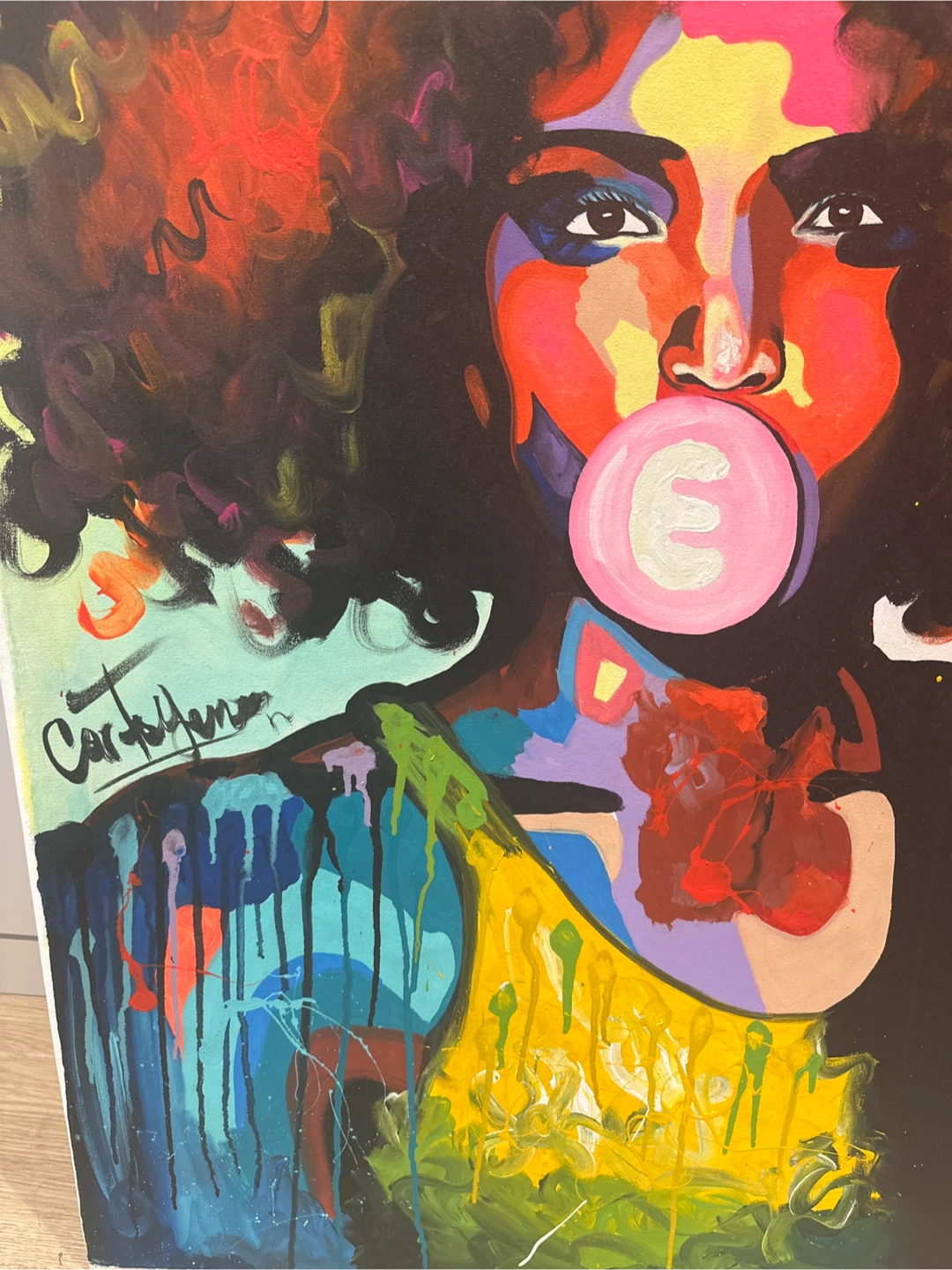 Vibrant Afro Woman Portrait Painting - photo 2