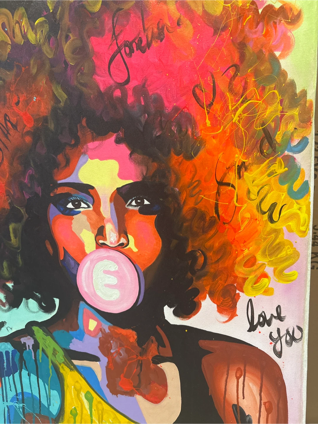 Vibrant Afro Woman Portrait Painting - photo 3