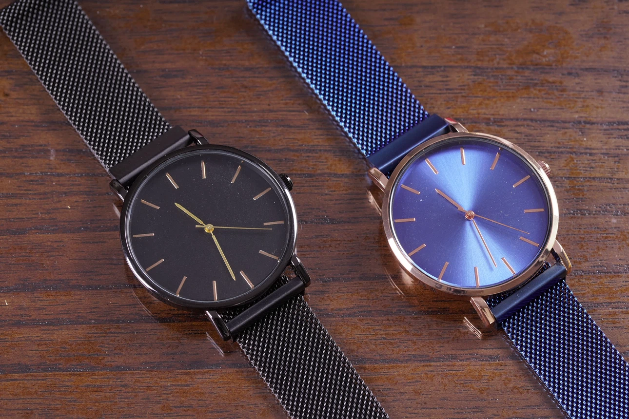 Mesh Strap Watches - Blue and Black and Gray