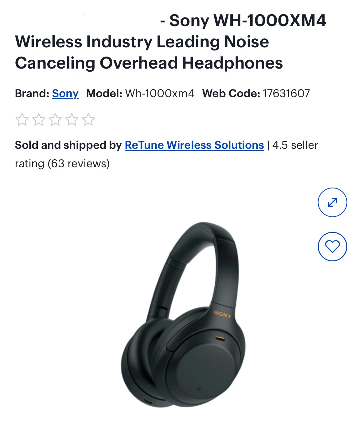 Sony WH-1000XM4 Wireless Noise Cancelling Headphones