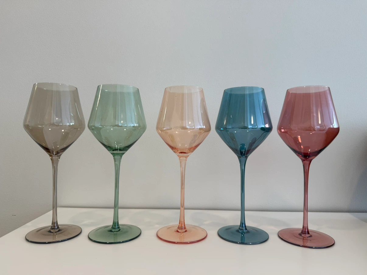 Set of 5 Coloured Wine Glasses