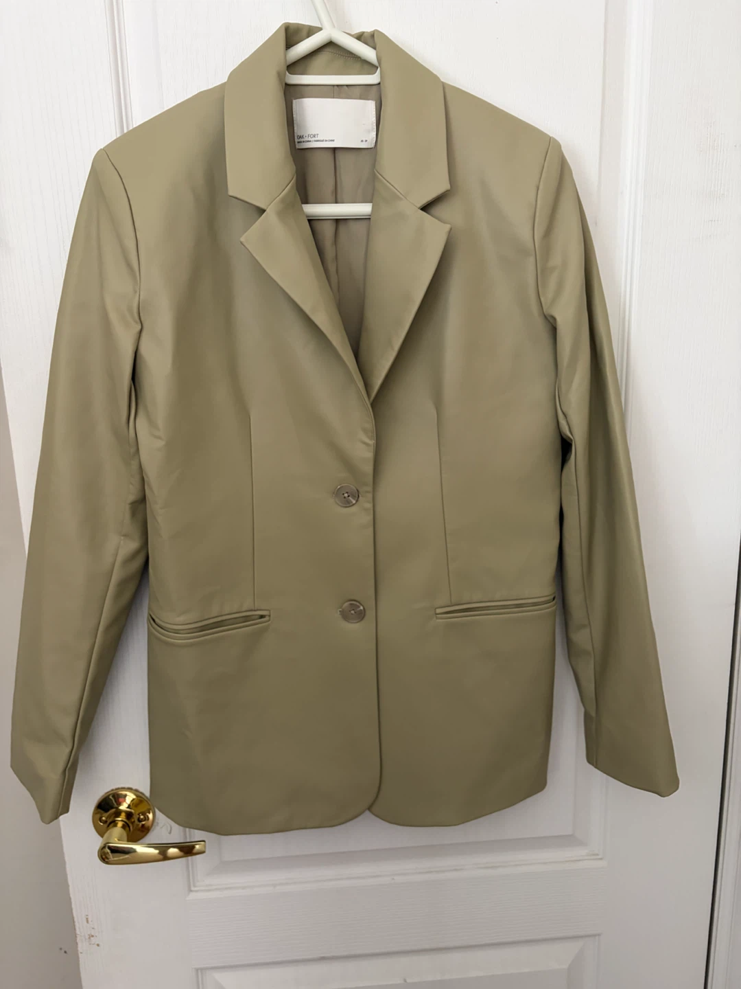 OAK + FORT Beige Faux Leather Blazer