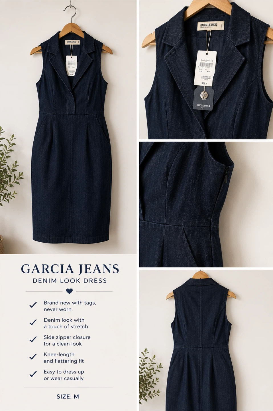 Garcia Jeans Dark Denim Dress - Size M