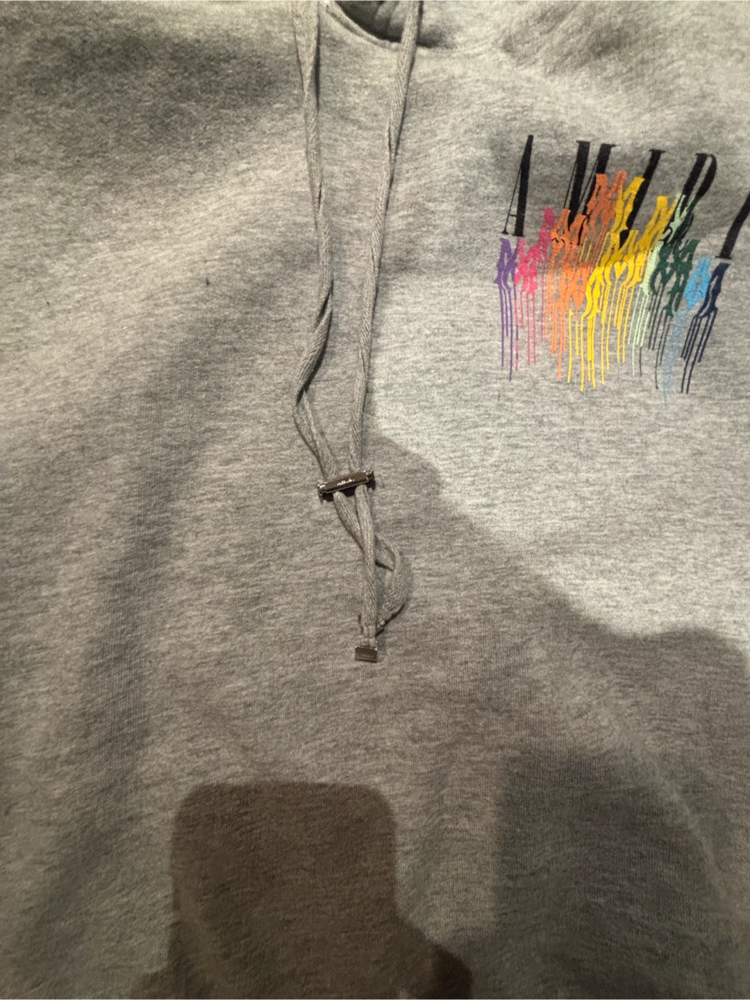 AMIRI Grey Hoodie with Rainbow Drip Logo - XL - photo 2