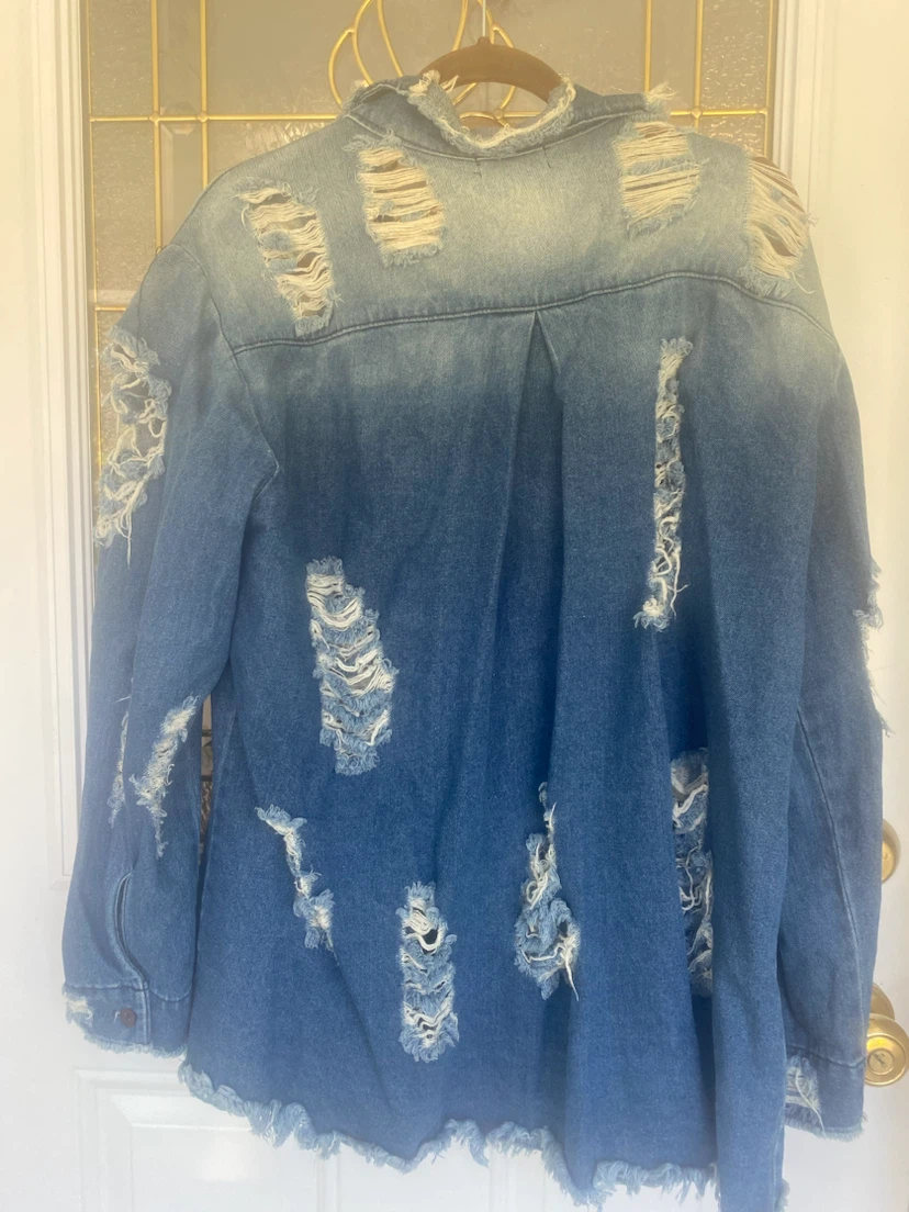 Fashion Nova Distressed Denim Jacket XL - photo 2