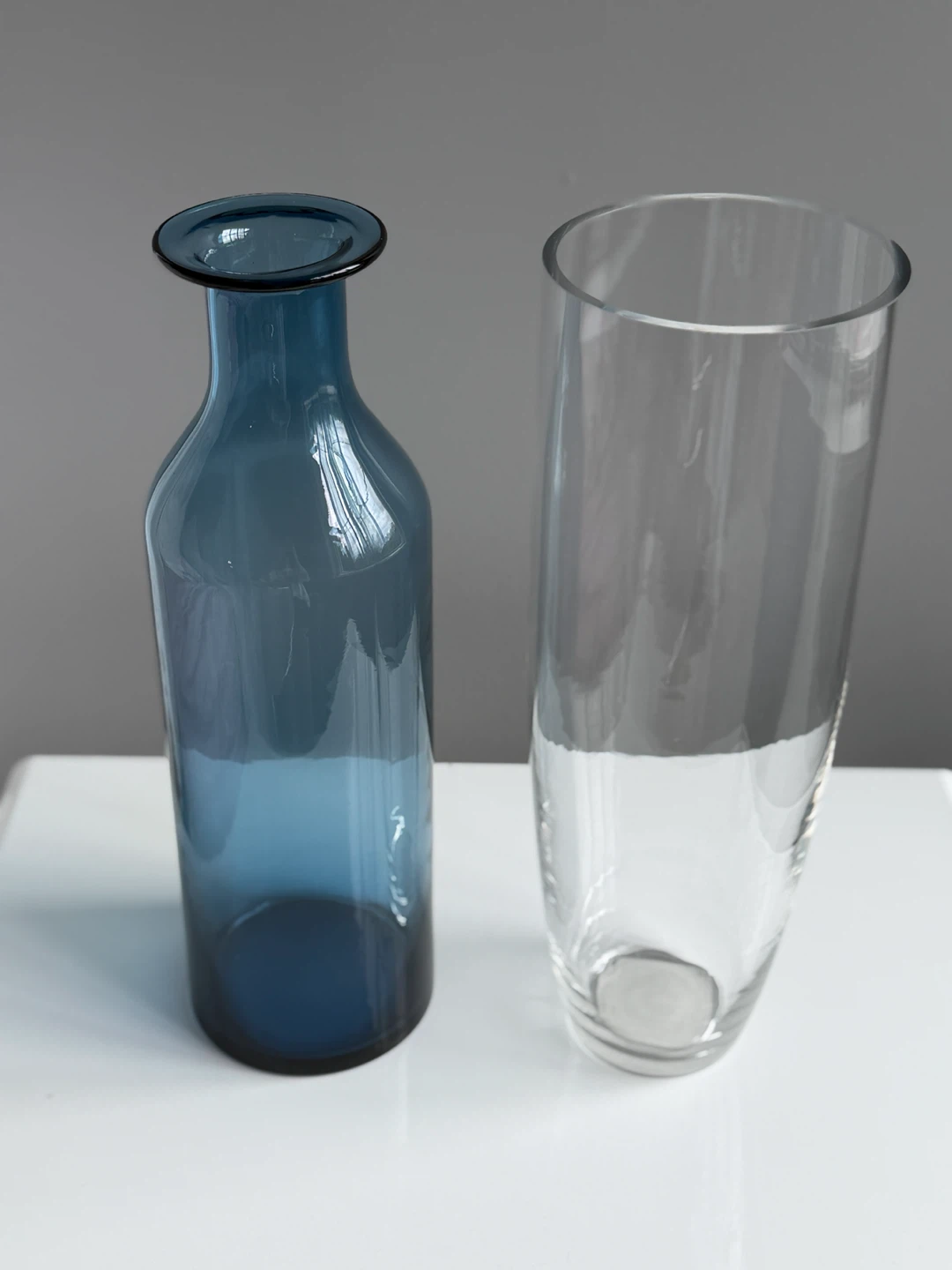 Blue Glass Vase & Clear Glass Cylinder Vase - photo 2