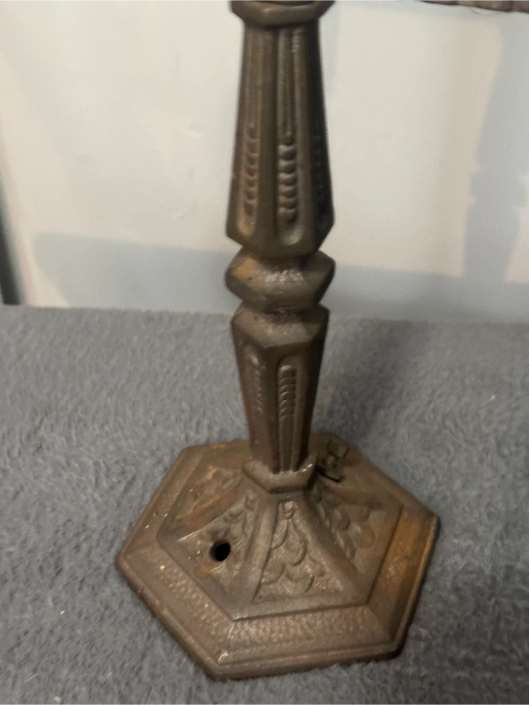 Antique 1920s Art Deco Double Arm Cast Iron Lamp Base - photo 2
