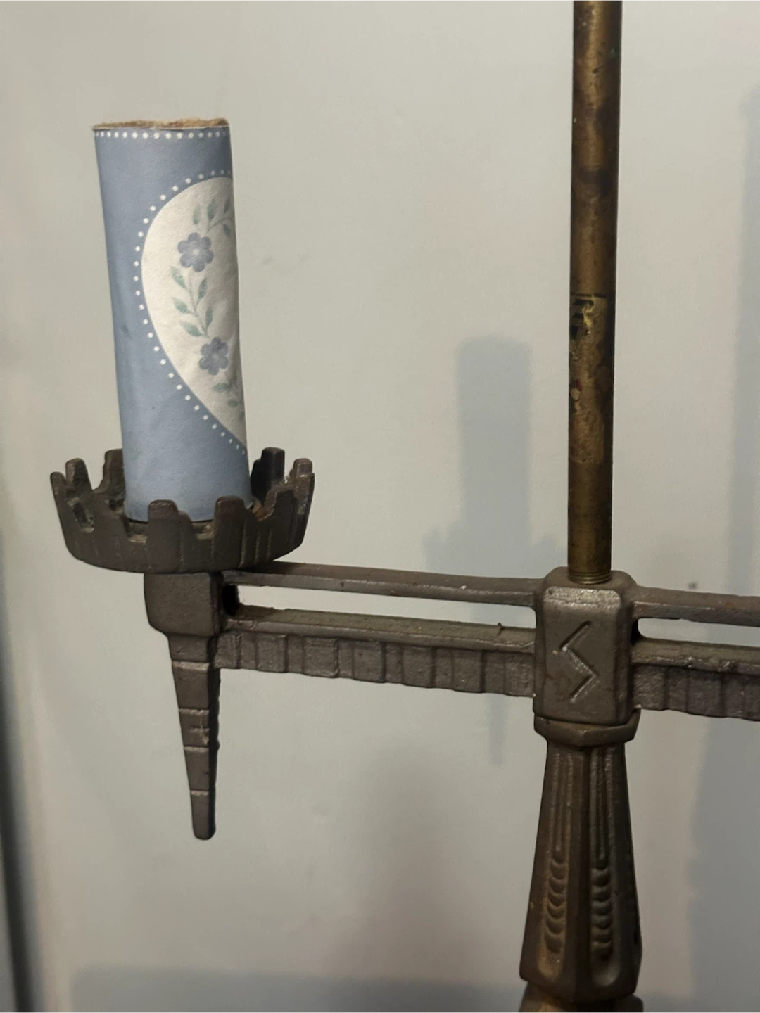 Antique 1920s Art Deco Double Arm Cast Iron Lamp Base - photo 4