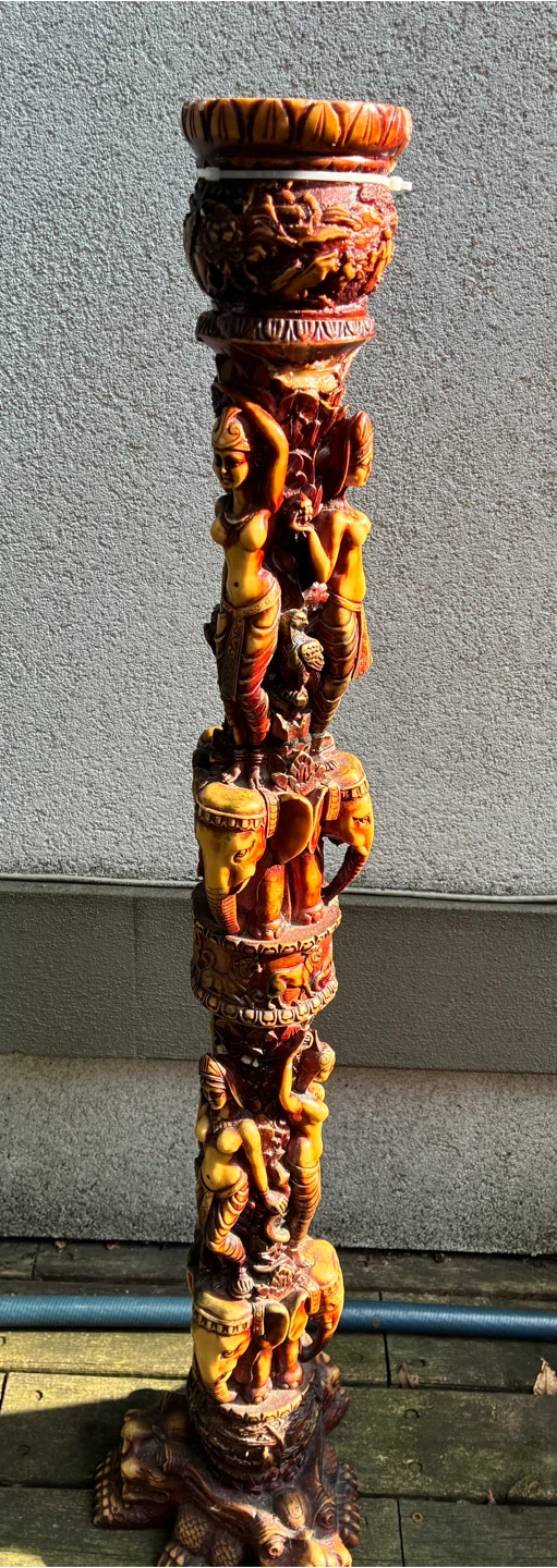 Exotic nude Indian Style Elephant Pedestal Plant Stand Art