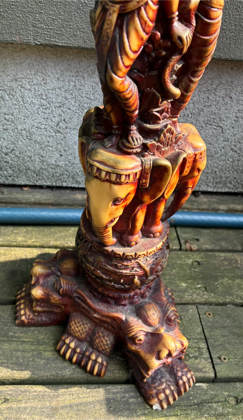 Exotic nude Indian Style Elephant Pedestal Plant Stand Art - photo 2