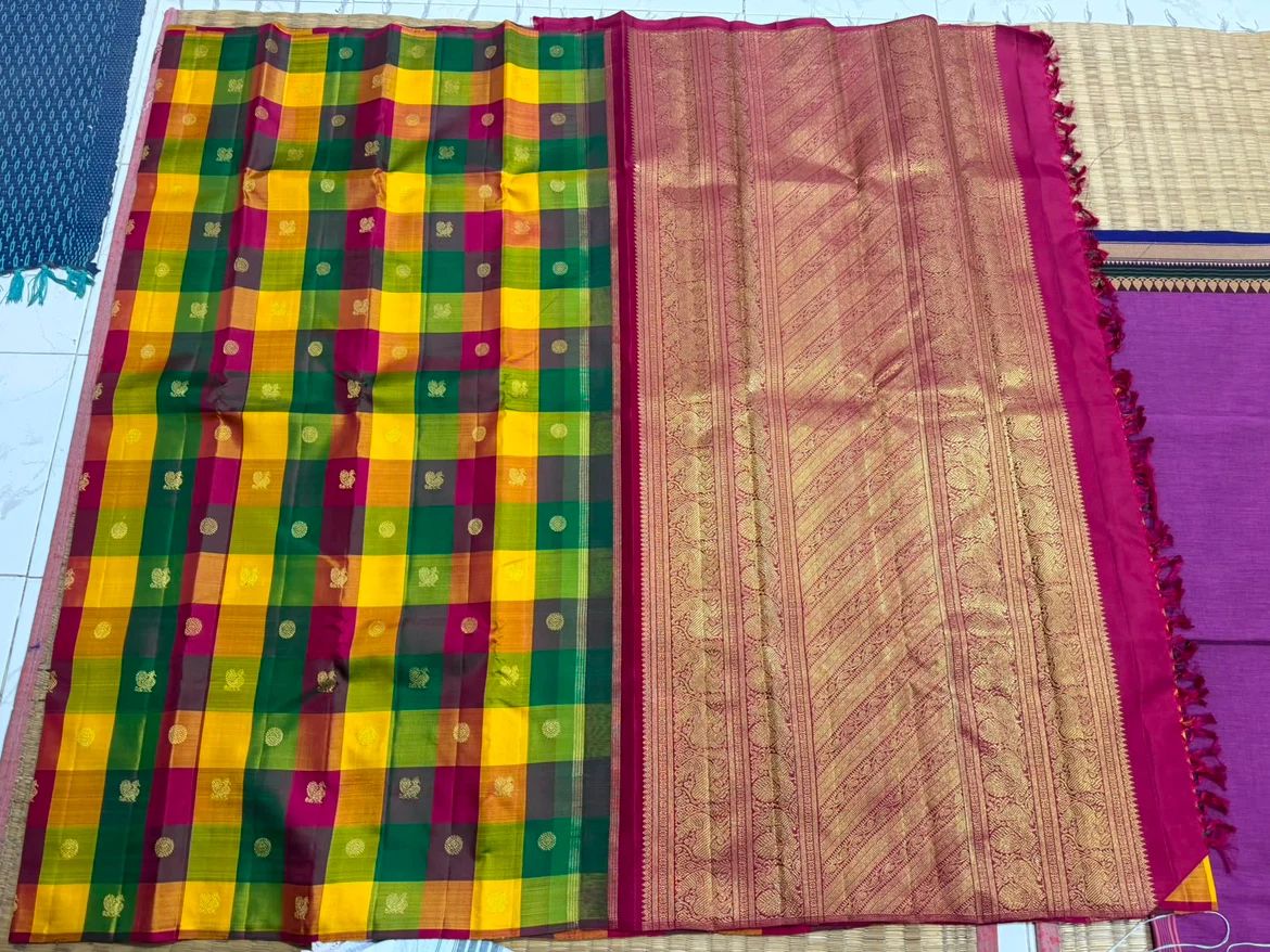 Madras checks Paalum pazhamum silk saree - photo 2