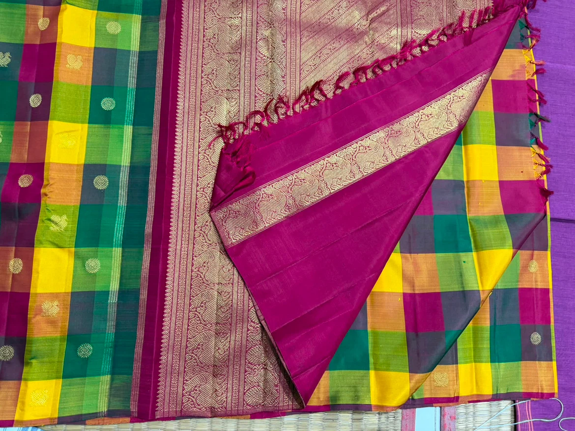 Madras checks Paalum pazhamum silk saree - photo 3