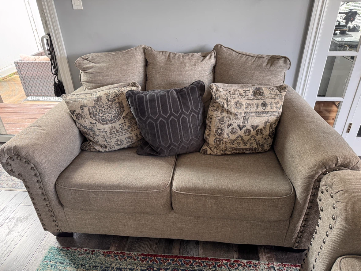 Light Brown 3-Seater Sofa and love seat sofa - photo 4