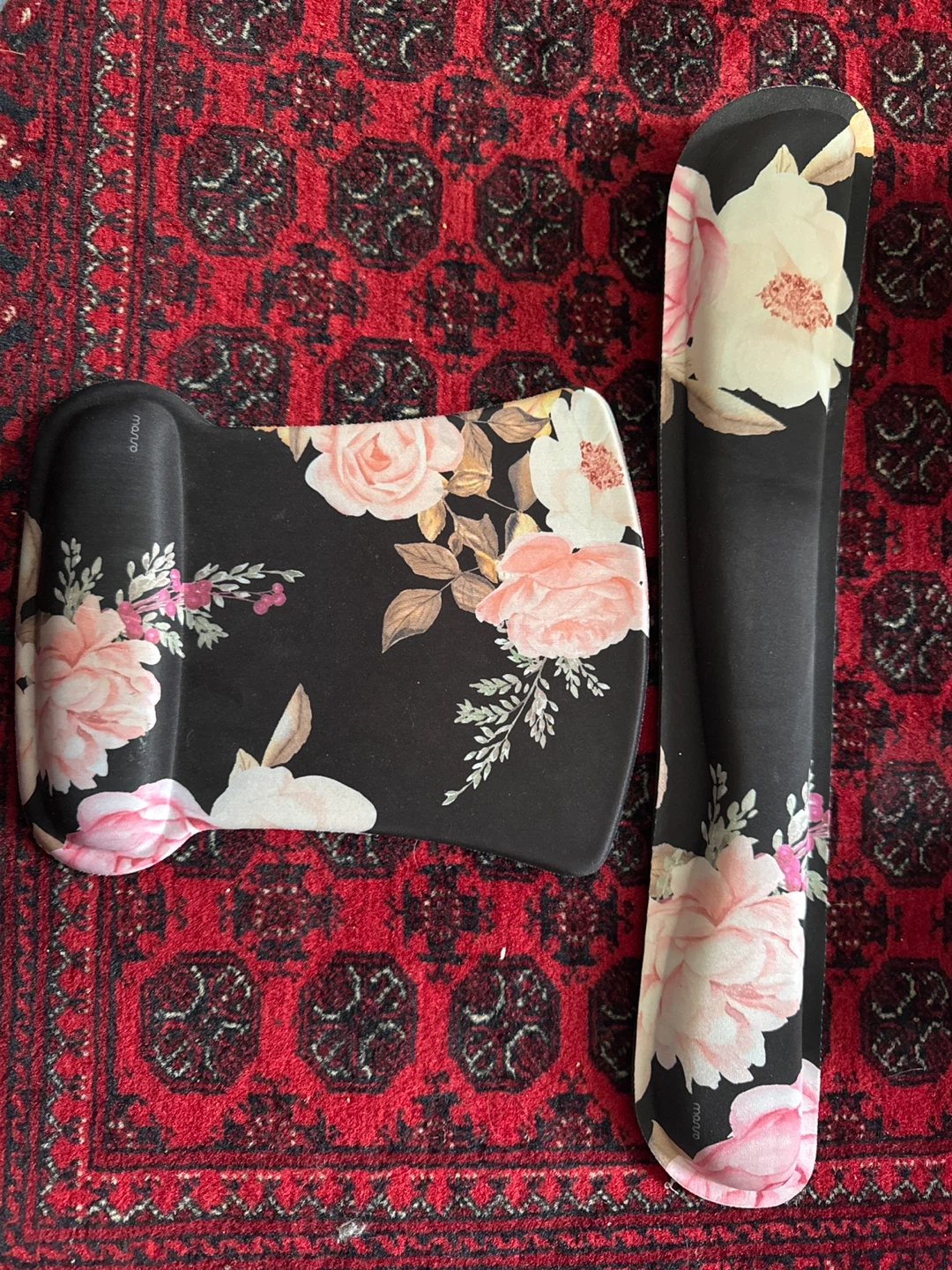 Mouse Pad and Wrist Rest Set with Floral Design