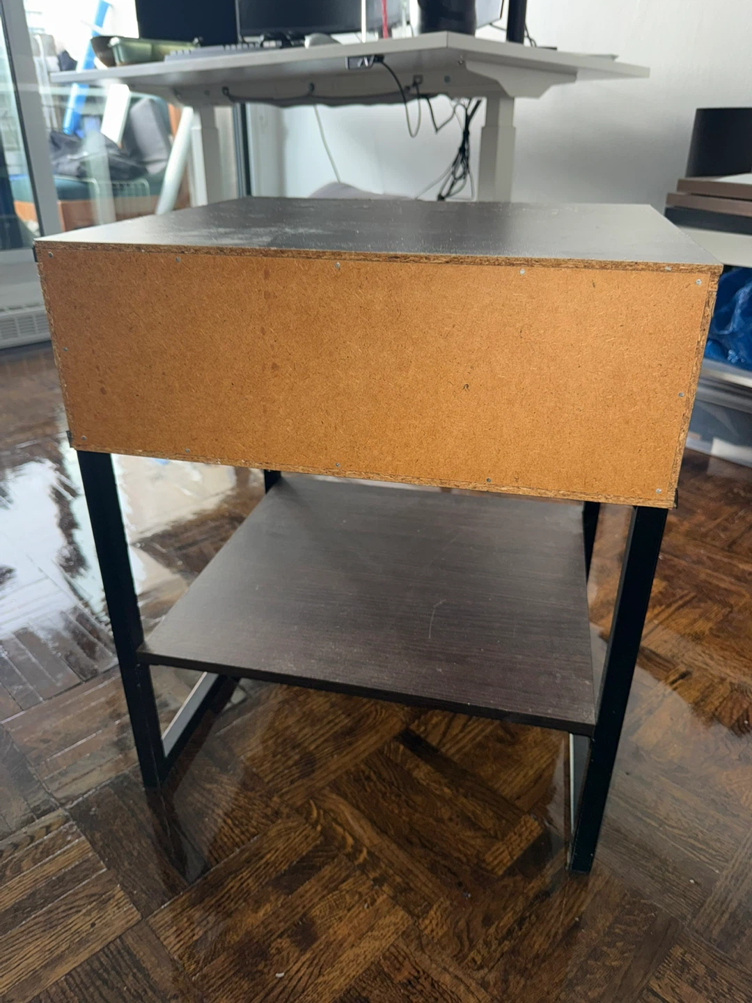 Wood Grain Side Table with Drawer and Shelf - photo 3