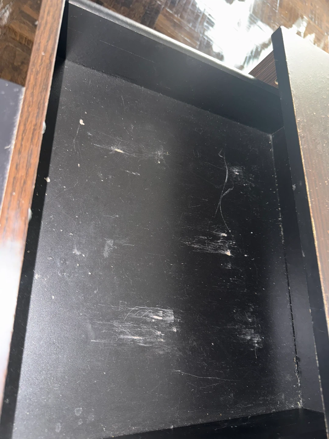 Wood Grain Side Table with Drawer and Shelf - photo 4