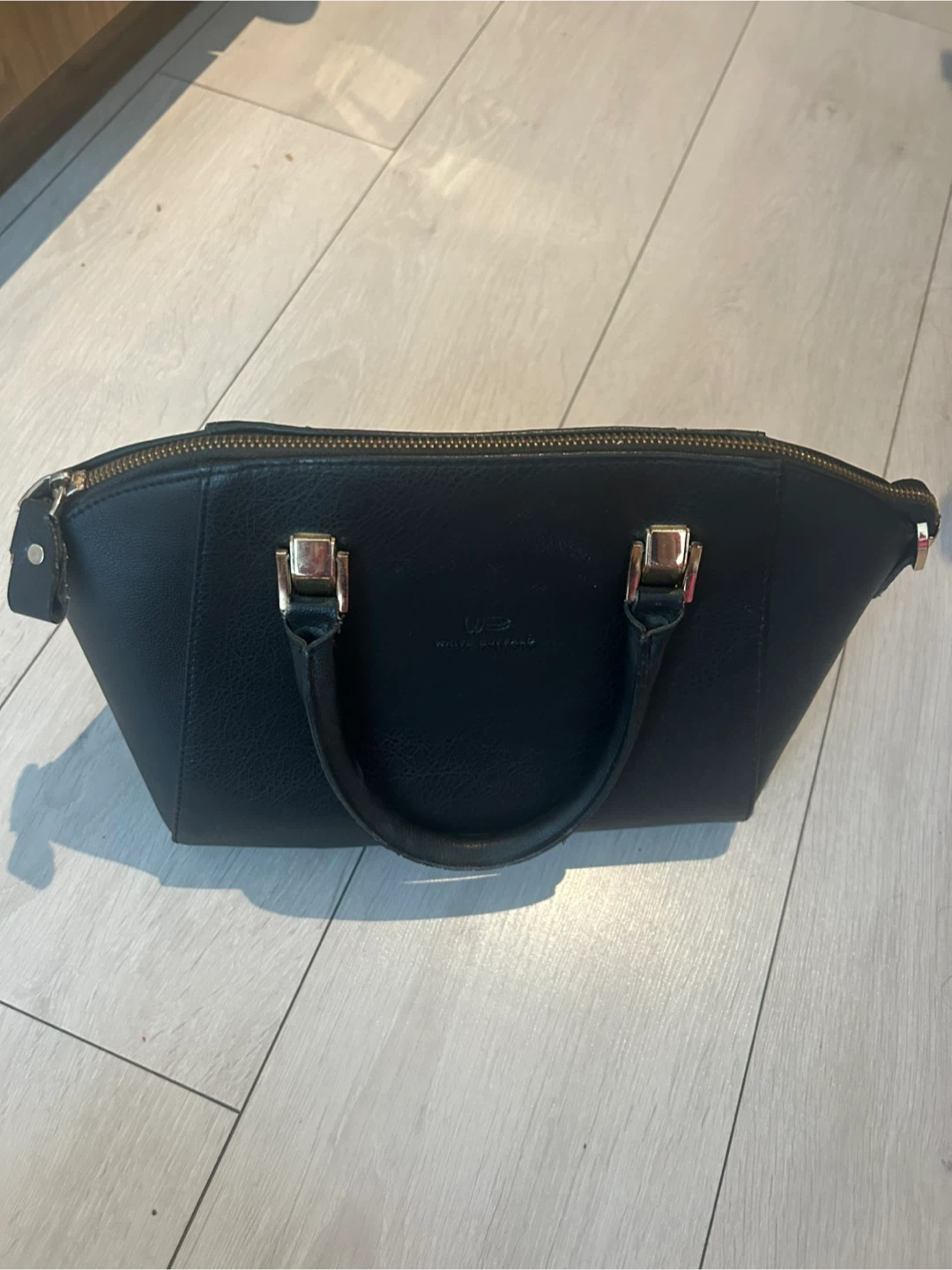 Black Leather Top Handle Bag