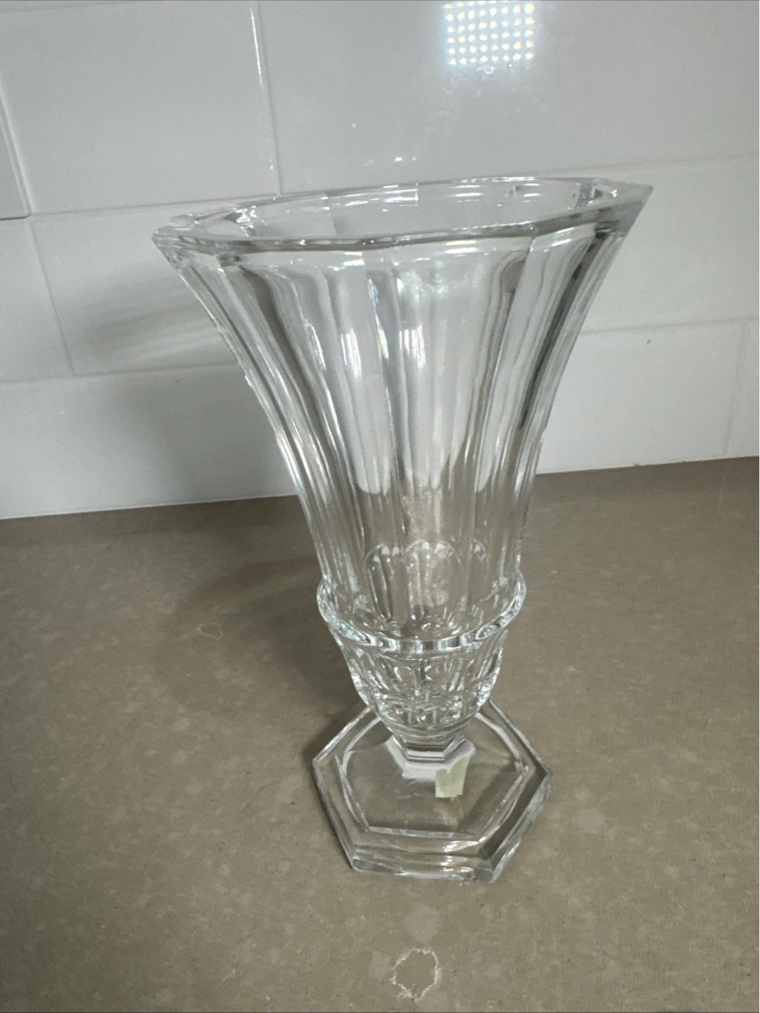 Clear Glass Fluted Vase