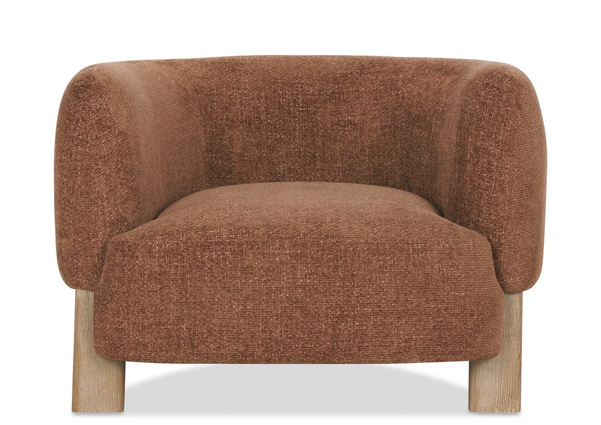 Brown Accent Chair with Wooden Legs