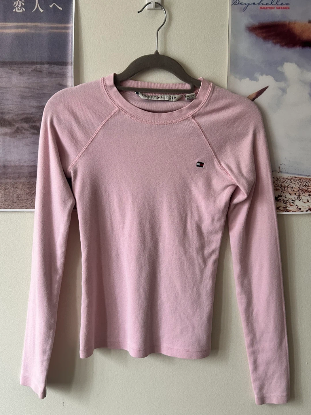 Tommy Hilfiger Pink Long Sleeve Fitted Top